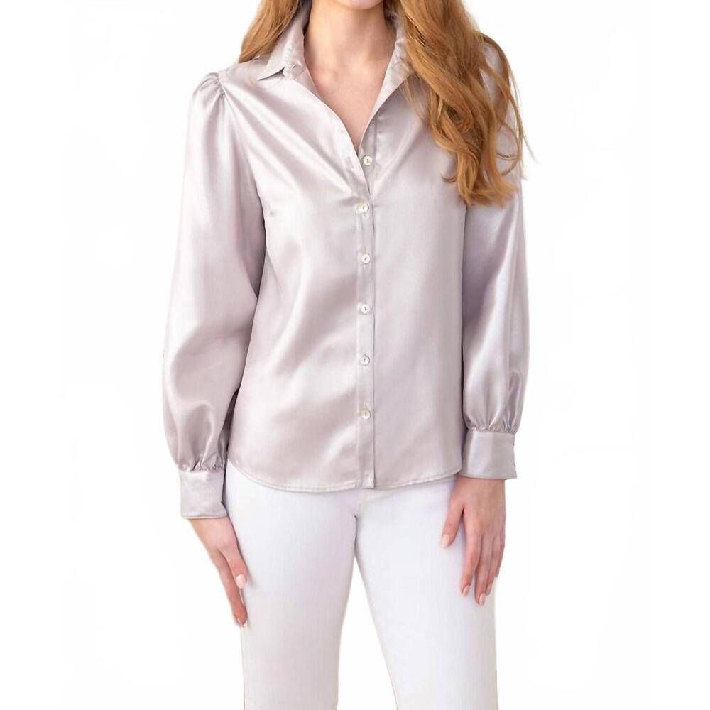 NEW FINLEY women's collette blouse in liquid silver